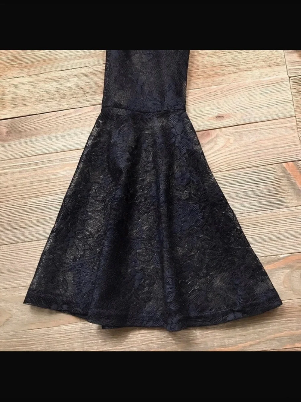Lulus Black Floral Lace One Shoulder Bell Sleeve Mini Dress XS NWT